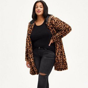 TORRID Leopard Faux Fur Hooded Coat | 3x